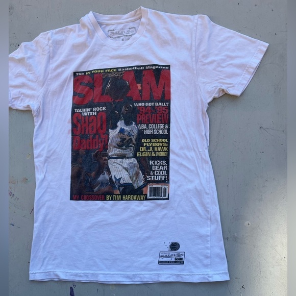 Men's Mitchell&Ness T-Shirt White Shaq O'Neill M Streetwear 90s Magic NBA Dunk - Picture 6 of 15